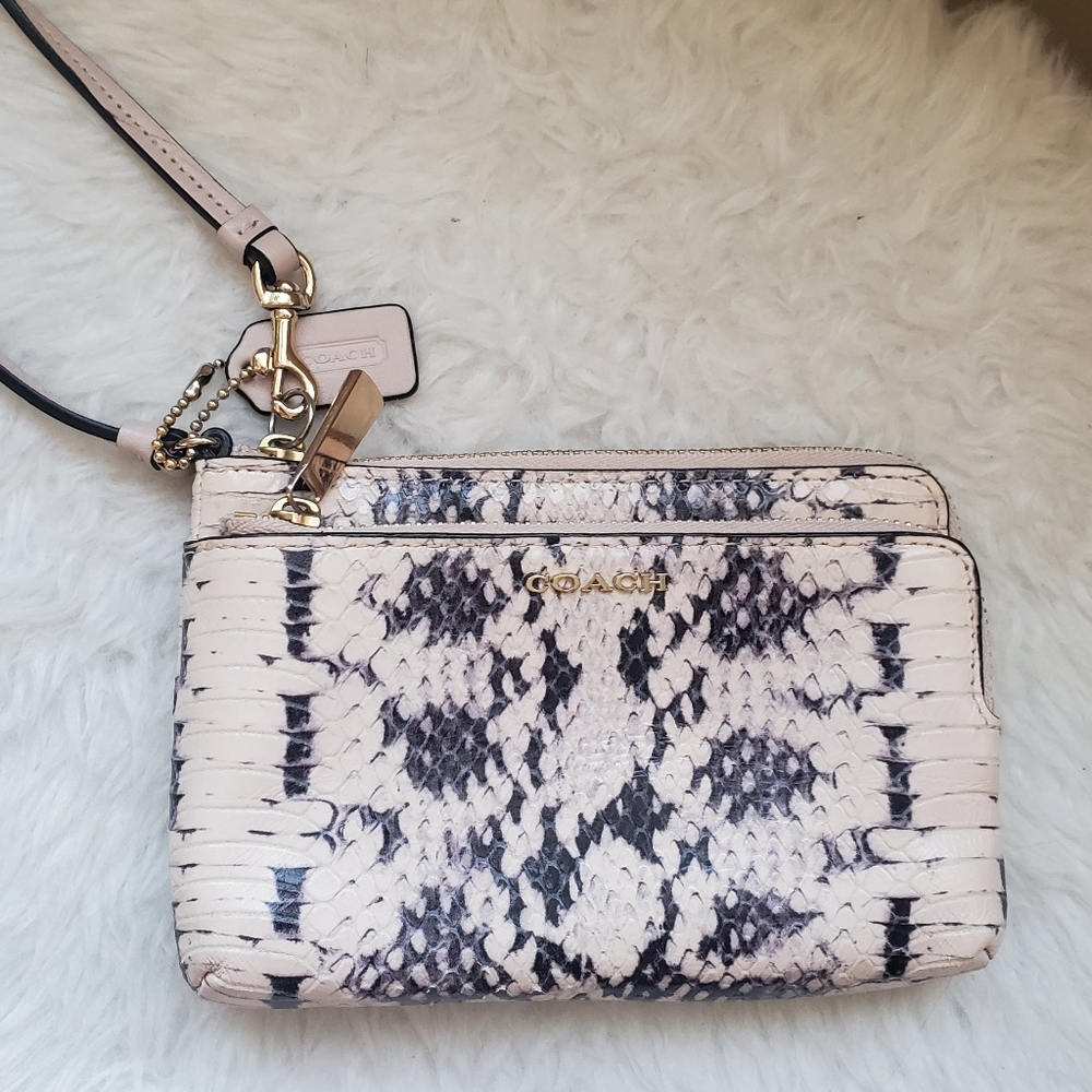 Double pocket coach wallet wristlet